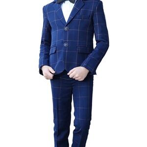 Kids Navy Checkered 5 piece Suit Set 4T new without tags